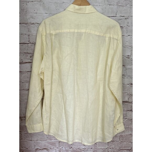 Tommy Bahama Relax Label Mens L Linen Long Sleeve Button Up Shirt Yellow Casual - Picture 4 of 4